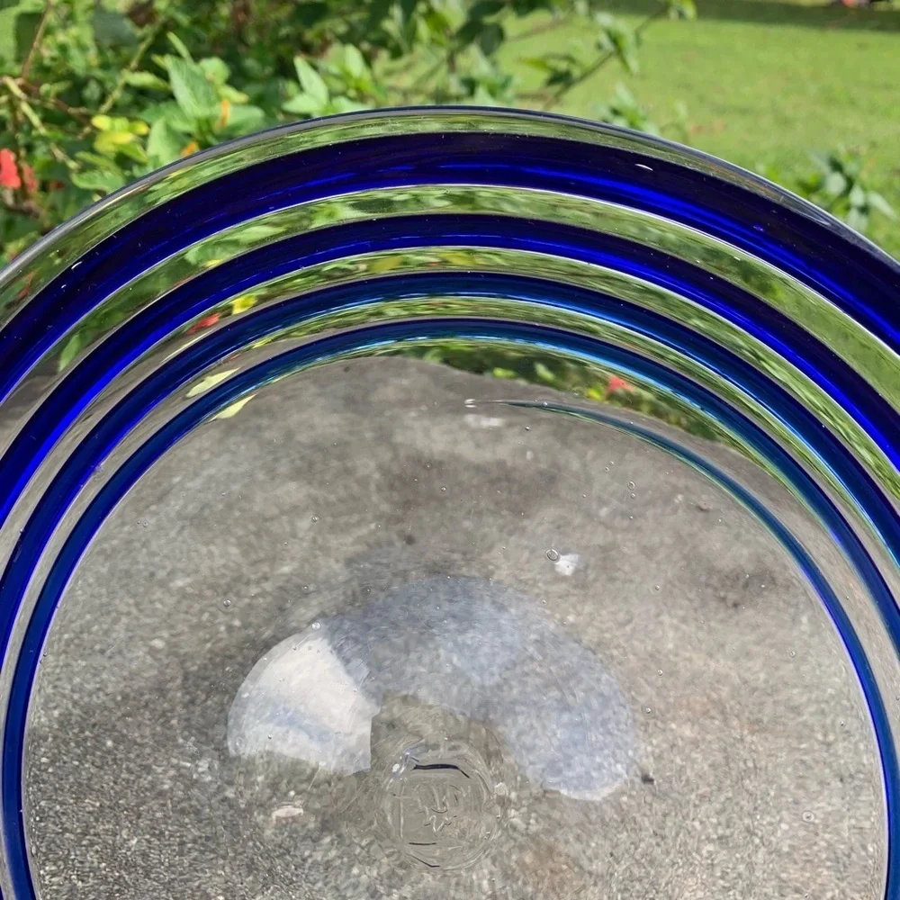 Cobalt Blue Hand Blown Swirl Plate Dish Japan
